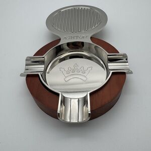 Ashton Cigar Company Polished Metal & Wood Ashtray And Whiskey Coaster Luxury